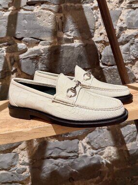 Gucci 1921 Collection Ivory Crocodile Horsebit Loafers